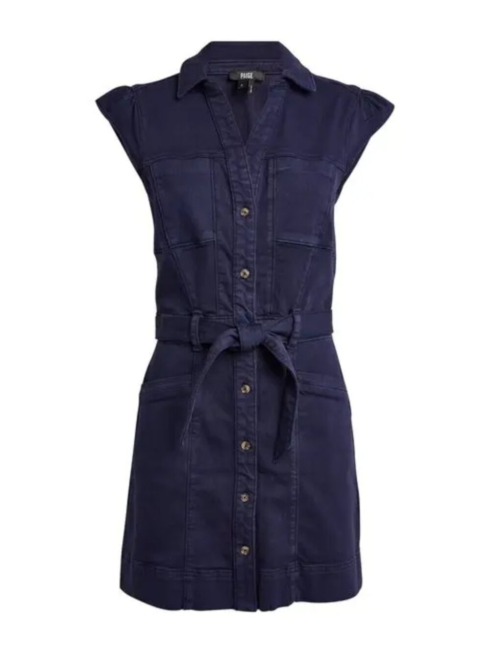 Paige Jaxsyn Navy Mini Belted Shirt Dress Size 6